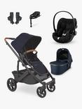 Uppababy Cruz V2 Pushchair and Carrycot with Cybex Cloud G Baby Car Seat and Base G Bundle, Noa/Deep Black