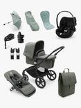 Bugaboo Fox 5 Pushchair & Accessories with Cybex Cloud G i-Size Rotating Baby Car Seat and Base G 360 Rotating ISOFIX Base Bundle,Forest Green/Deep Black