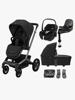 Maxi-Cosi Fame Pushchair and Carrycot with Pebble 360 Pro2 i-Size Car Seat and FamilyFix 360 Pro ISOFIX Car Seat Base Bundle, Twillic Black, 