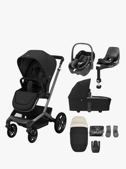 Maxi-Cosi Fame Pushchair, Carrycot and Accessories with Pebble 360 Car Seat Base Bundle, Black, 
