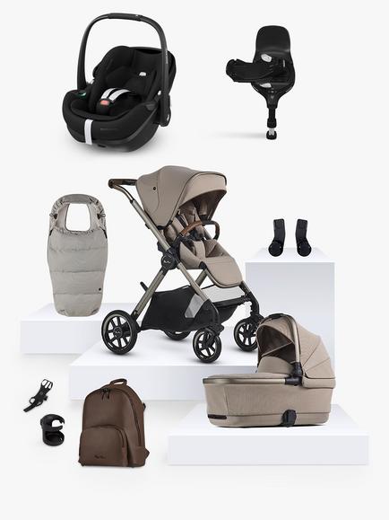Silver Cross Reef 2 Special Edition Pushchair & Accessories with Maxi-Cosi Pebble 360 Pro2 i-Size Car Seat & FamilyFix 360 Pro Base Ultimate Bundle, Frappe/Black, 