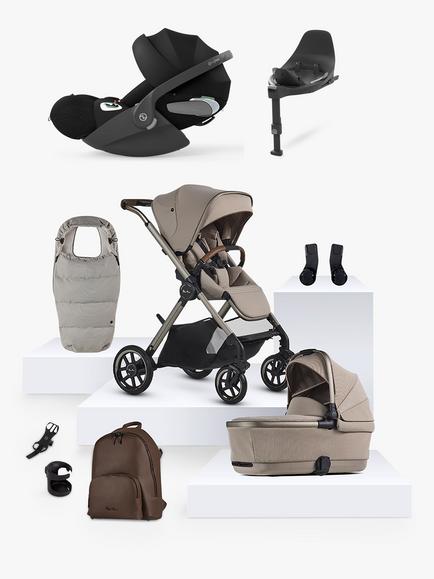 Silver Cross Reef 2 Special Edition Pushchair & Accessories with Cybex Cloud T Car Seat & Base T Ultimate Bundle, Frappe/Black, 