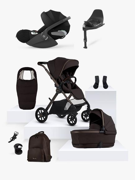 Silver Cross Reef 2 Special Edition Pushchair & Accessories with Cybex Cloud T Car Seat & Base T Ultimate Bundle, Ganache/Black, 