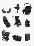 Bugaboo Dragonfly Pushchair, Carrycot & Accessories with Maxi-Cosi Pebble 360 Pro2 i-Size Car Seat & Base Bundle, Midnight Black