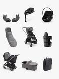 Bugaboo Dragonfly Pushchair, Carrycot & Accessories with Cybex Cloud G i-Size Rotating Car Seat & Base Bundle,  Grey Melange