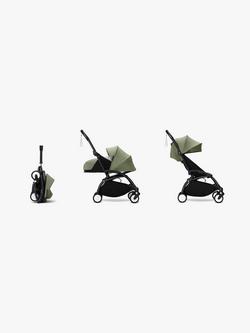Stokke YOYO³ Pushchair Frame, Newborn Pack and 6+ Colour Pack, Black/Olive, 