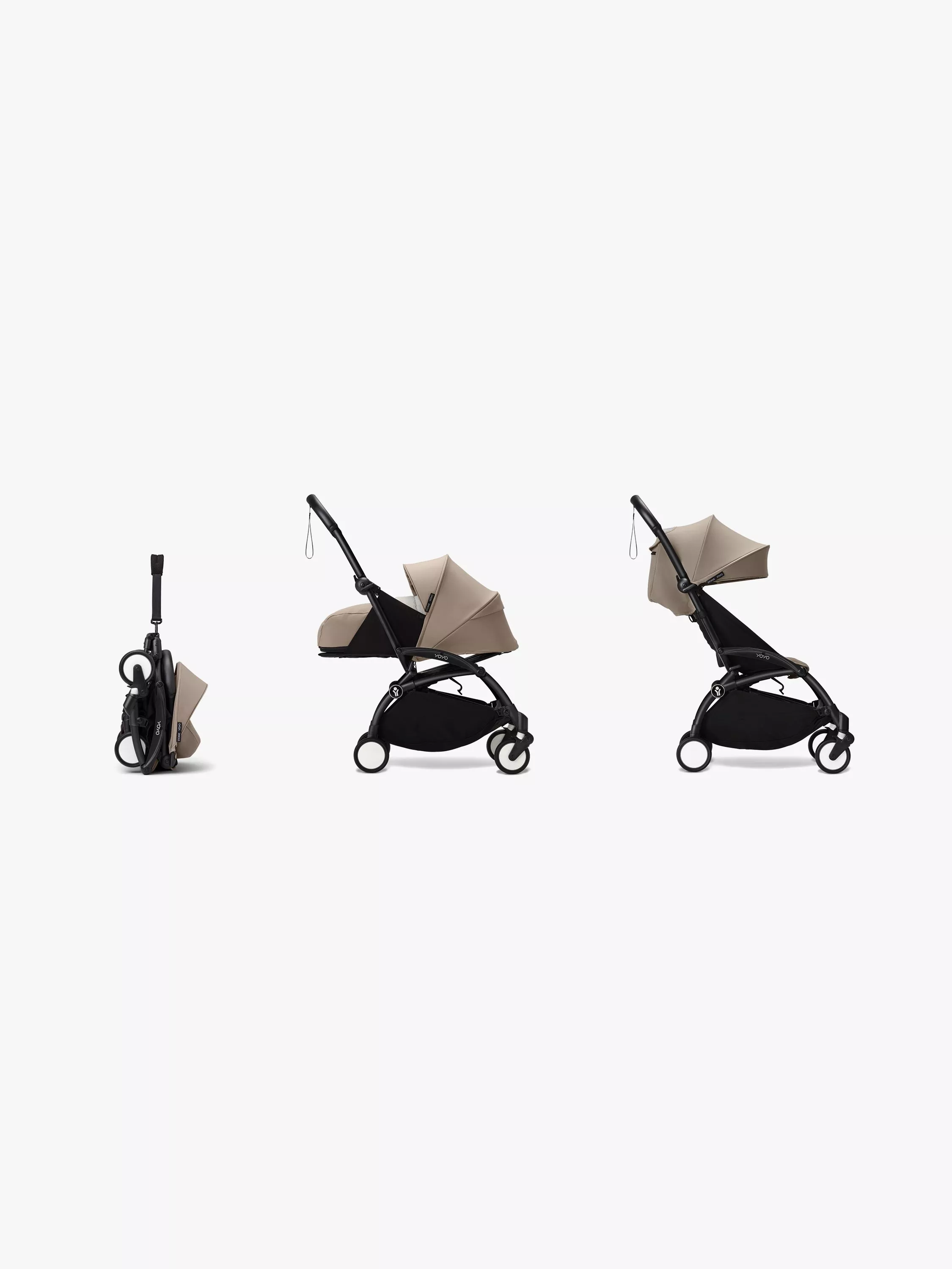 Stokke YOYO³ Pushchair Frame, Newborn Pack and 6+ Colour Pack, Black/Taupe