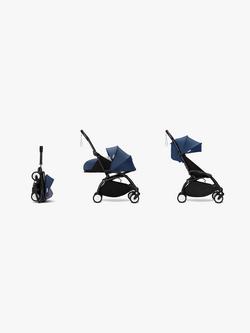 Stokke YOYO³ Pushchair Frame, Newborn Pack and 6+ Colour Pack Bundle, Black/Air France Blue, 