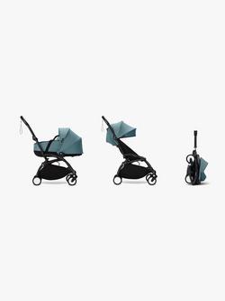 Stokke YOYO³ Pushchair Frame, Newborn Shell and 6+ Colour Pack, Black/Aqua, 