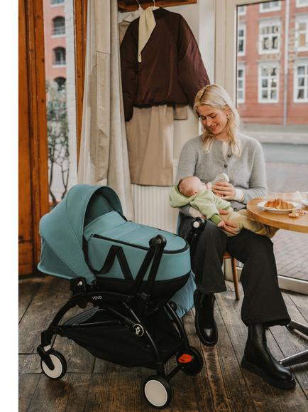 Stokke YOYO³ Pushchair Frame, Newborn Shell and 6+ Colour Pack, Black/Aqua - view 2, 