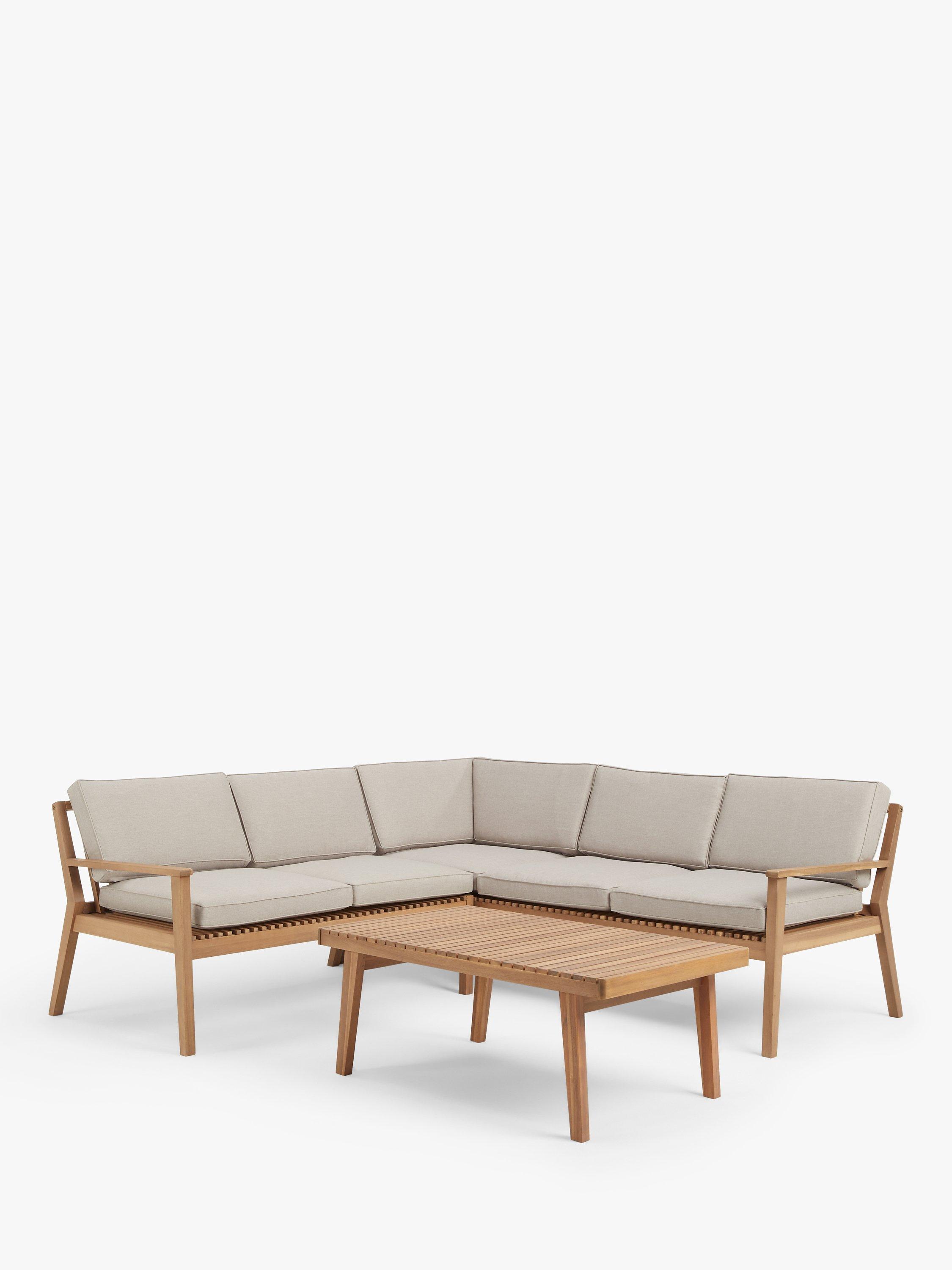 John Lewis Mona 4 Seater Corner Garden Lounge Coffee Table Set FSC Certified Acacia Wood Natural