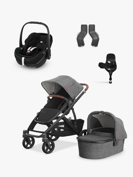Uppababy Vista V3 Pushchair with Maxi-Cosi Pebble Pro2 Baby Car Seat, Base & Accessories Bundle, Greyson, 