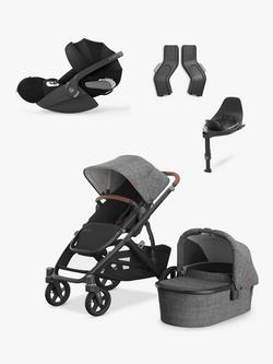 Uppababy Vista V3 Pushchair with Cybex Cloud T Baby Car Seat and Base Bundle, Greyson, 