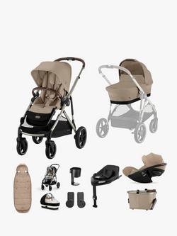 Cybex Gazelle S Lux Pushchair, Carrycot & Accessories with Cloud G Car Seat & Base G Bundle, Almond Beige, 