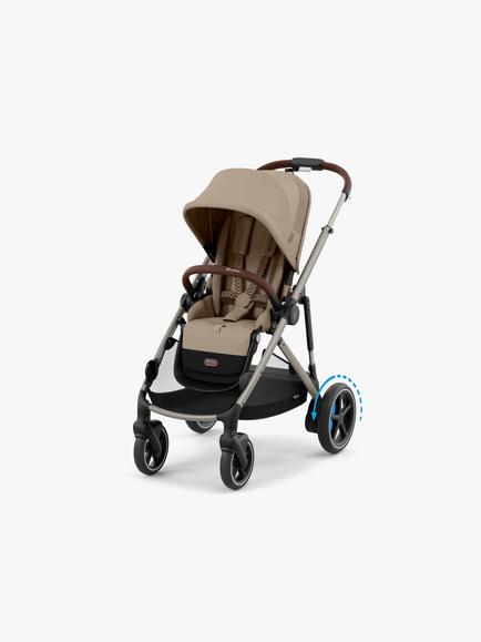 Cybex eGazelle S Pushchair, Carrycot & Accessories with the Cloud T PLUS Car Seat and Base T Bundle, Beige/Black - view 2, 