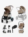 Cybex E-Gazelle S Pushchair, Carrycot & Accessories with the Cloud G Car Seat and Base G Bundle, Beige/Black