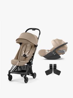 Cybex Coya Compact Pushchair, Car Seat Adaptors and Cloud T PLUS Car Seat Bundle, Beige, 