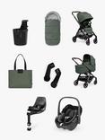 Joolz Hub 2 Pushchair, Carrycot and Accessories with Maxi-Cosi Pebble 360 i-Size Car Seat and FamilyFix 360 Base Bundle, Forest Green/Black