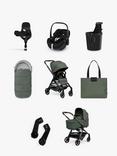 Joolz Hub 2 Pushchair, Carrycot and Accessories with Maxi-Cosi Pebble 360 Pro2 i-Size Car Seat and FamilyFix 360 Pro Base Bundle, Forest Green/Black