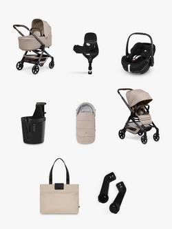 Joolz Hub 2 Pushchair, Carrycot and Accessories with Maxi-Cosi Pebble 360 Pro2 i-Size Car Seat and FamilyFix 360 Pro Base Bundle, Sandy Taupe/Black, 