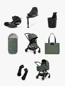 Joolz Hub 2 Pushchair, Carrycot and Accessories with Cybex Cloud T Car Seat and Base T Bundle, Forest Green/Black, 
