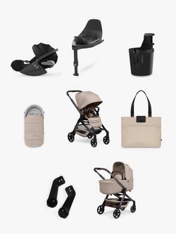 Joolz Hub 2 Pushchair, Carrycot and Accessories with Cybex Cloud T Car Seat and Base T Bundle, Taupe/Black, 