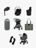 Joolz Hub 2 Pushchair, Carrycot and Accessories with Cybex Cloud G Car Seat and Base G Bundle, Forest Green/Moon Black