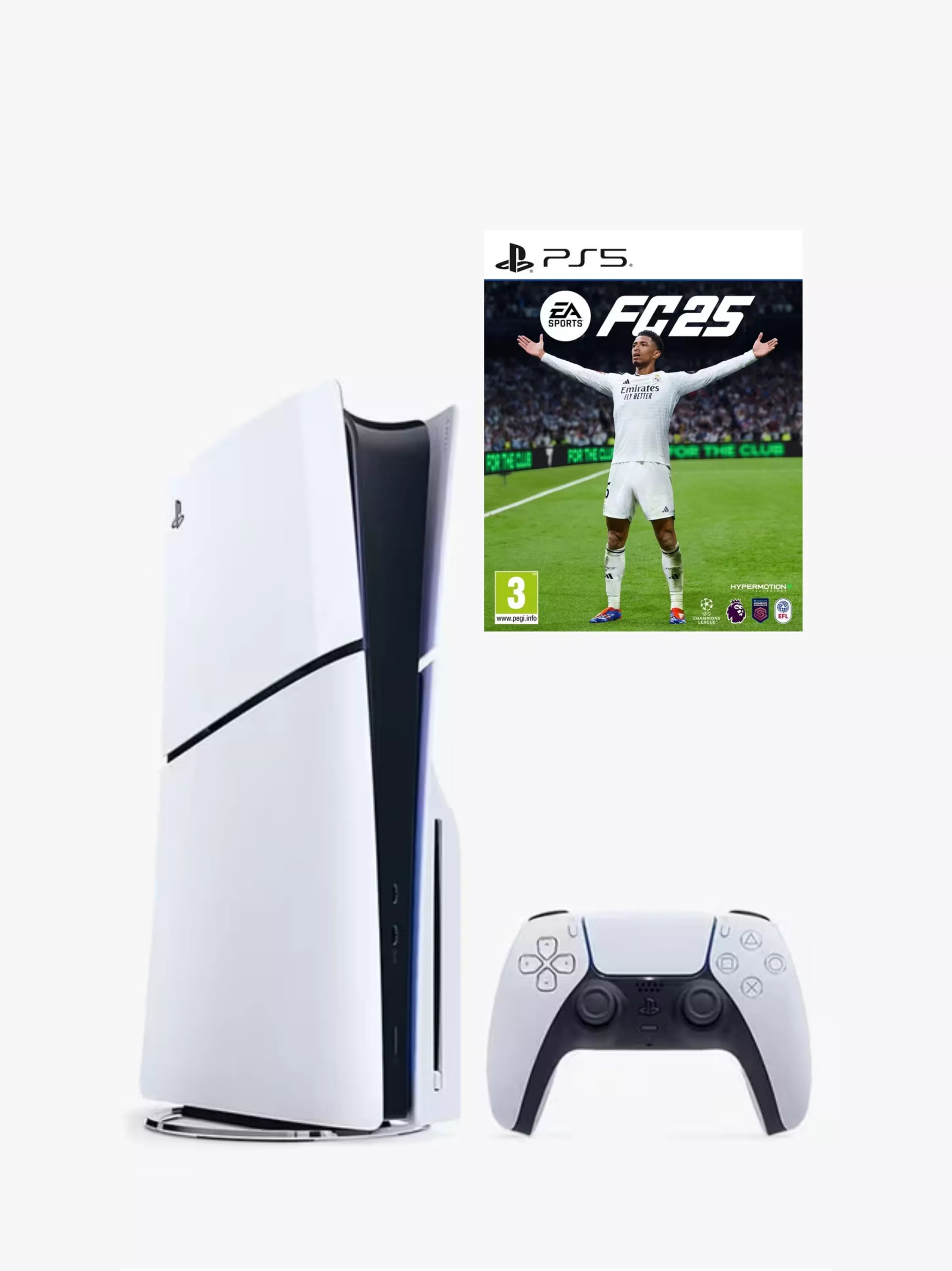 PlayStation 5 Model Group Slim Console with DualSense Controller White and EA Sports FC 25 Bundle