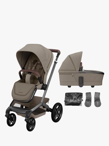 Maxi-Cosi Fame Pushchair, Carrycot and Accessories Bundle, Twillic Truffle, 