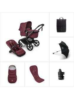 Bugaboo Fox 5 Renew Pushchair and Accessories Essential Bundle, Dark Cherry, 