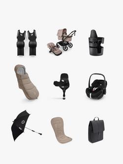 Bugaboo Fox 5 Renew Pushchair, Maxi-Cosi Pebble 360 Pro2 Car Seat with Base and Accessories Bundle, Desert Taupe, 