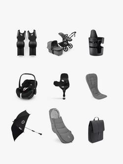 Bugaboo Fox 5 Renew Pushchair, Maxi-Cosi Pebble 360 Pro2 Car Seat with Base and Accessories Bundle, Moon Grey, 