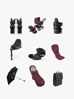 Bugaboo Fox 5 Renew Pushchair, Cybex Cloud T i-Size Car Seat with Base and Accessories Bundle, Dark Cherry, 