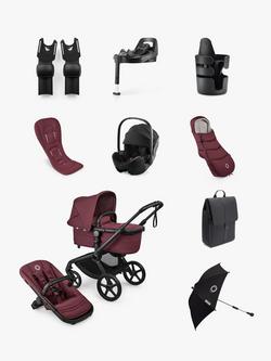 Bugaboo Fox 5 Renew Pushchair and Accessories with Britax Römer BABY-SAFE PRO Car Seat and Vario 5Z Base, Dark Cherry/Black, 
