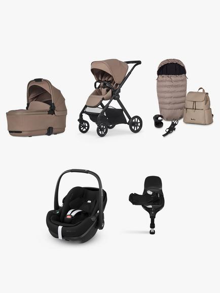 Silver Cross Reef 2 Pushchair & Accessories with Maxi-Cosi Pebble 360 Pro2 Baby Car Seat and FamilyFix 360 Pro Base Family Bundle, Mocha/Black, 
