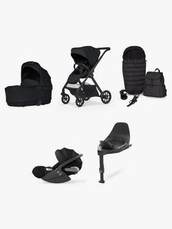 Silver Cross Reef 2 Pushchair, Carrycot & Accessories with Cybex Cloud T Car Seat and Base T Bundle, Space/Black, 