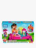 Mega Bloks First Builders Build 'n Learn Table &  60 Piece Building Bag Bundle, Pink
