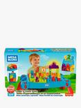 Mega Bloks First Builders Build 'n Learn Table &  60 Piece Building Bag Bundle, Blue