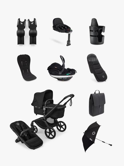 Bugaboo Fox 5 Renew Pushchair and Accessories with BeSafe Go Beyond2 Car Seat and Base Bundle, Renew Black/Black, 