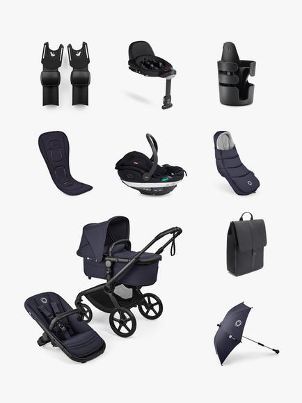 Bugaboo Fox 5 Renew Pushchair and Accessories with BeSafe Go Beyond2 Car Seat and Base Bundle, Deep Indigo/Black, 