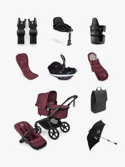 Bugaboo Fox 5 Renew Pushchair and Accessories with BeSafe Go Beyond Car Seat and Base Bundle, Dark Cherry/Black, 