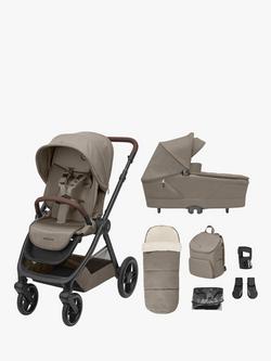Maxi-Cosi Oxford+ Pushchair, Sense Carrycot and Accessories Essential Bundle, Twillic Truffle, 