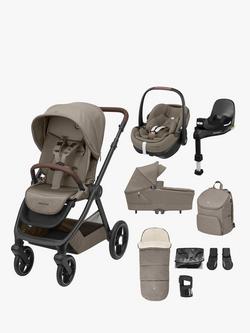 Maxi-Cosi Oxford+ Pushchair, Sense Carrycot, Accessories and Pebble 360 Pro2 Car Seat with FamilyFix 360 Pro Base Bundle, Twillic Truffle/Twillic Black, 