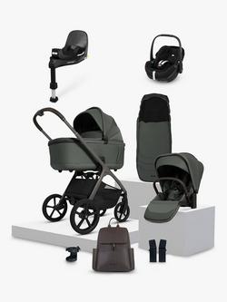 Silver Cross Cove Pushchair and Accessories with Maxi-Cosi Pebble 360 Pro2 Car Seat and FamilyFix 360 Pro ISOFIX Car Seat Base Bundle, Pewter/Twillic Black, 