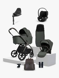 Silver Cross Cove Pushchair and Accessories with Cybex Cloud T i-Size Baby Car Seat and Base T 360 Rotating ISOFIX Car Seat Base, Pewter/Sepia Black, 