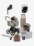 Silver Cross Cove Pushchair and Accessories with Cybex Cloud T i-Size Baby Car Seat and Base T 360 Rotating ISOFIX Car Seat Base, Champagne/Sepia Black