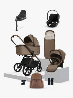 Silver Cross Cove Pushchair and Accessories with Cybex Cloud T i-Size Baby Car Seat and Base T 360 Rotating ISOFIX Car Seat Base, Maple/Sepia Black, 