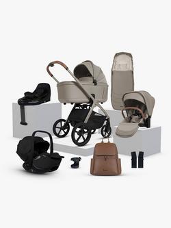 Silver Cross Cove Pushchair and Accessories with Glide Plus 360 i-Size Baby Car Seat and Base Plus 360 ISOFIX Car Seat Base Bundle, Champagne/Black, 