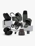 Silver Cross Cove Pushchair and Accessories with Glide Plus 360, Approach Plus 360 i-Size Baby Car Seats and Base Plus 360 ISOFIX Car Seat Base Bundle, Pewter/Black