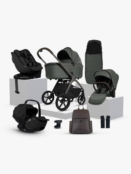 Silver Cross Cove Pushchair and Accessories with Glide Plus 360, Approach Plus 360 i-Size Baby Car Seats and Base Plus 360 ISOFIX Car Seat Base Bundle, Pewter/Black, 